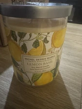 Michel Design Works Lemon Basil Candle Jar with Lid 14ounce 85 Hr Burn Time