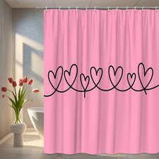 Cute Pink Heart Shower Curtain for Fun Bathroom Decor