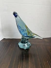 Murano? Art Glass Parrot Figurine Blue Green White Bird Sculpture Italy 7 1/2”