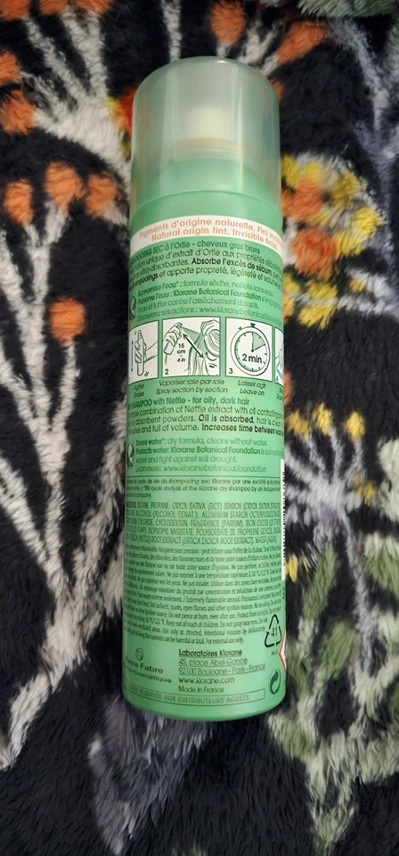 Champú seco para cabello oscuro Klorane 3,2 oz - Volumen, absorción de aceite - NUEVO Foto 2 de 2