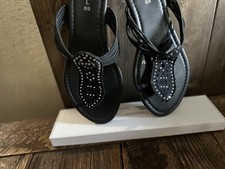 Rue 21 Womens Black Ankle Strap W/ties Flats Pointed Toe Shoes Size 9 Worn Once