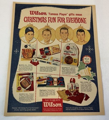1961 Wilson ad ~ LUIS APARICIO, JACK KRAMER, OTTO GRAHAM, TOM GOLA
