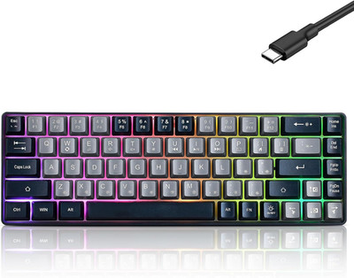 Wired Portable 60% Mechanical Feeling Gaming Keyboard,Rgb LED Backlit Compact 68