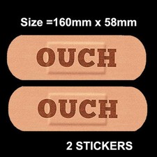 2X OUCH CAR PLASTER STICKER DECALS  FOR DENTS AND SCRATCHES LARGE PLASTER