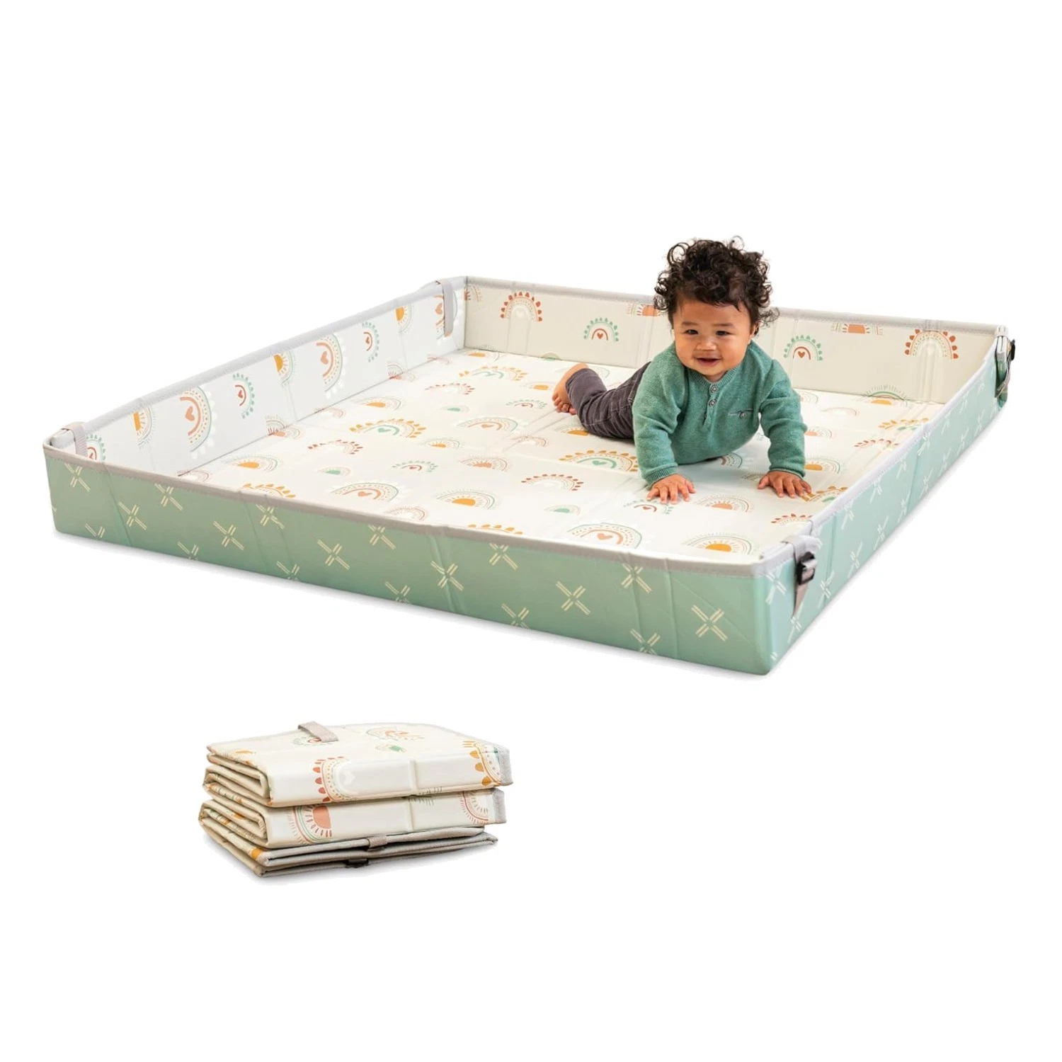 Portable Reversible Baby Mat, Rainbows, 57x57"