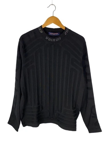 LOUIS VUITTON LV Neck Logo/Back LV/2054/Lightweight Knit Sweater/XL/Cotton/Black
