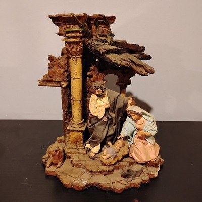 Vintage Baroque-Style Holy Family Nativity Set Resin Hand-Painted 2000s