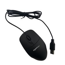 Amazon Basics MSU0939 3-Button USB Wired Optical Computer Mouse Black "Tested"