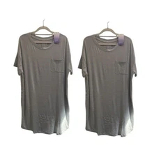 Set of 2 NWT Stars Above Sleep Shirts Large Gray Stripe Soft Lounge Dress