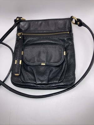 B. Makowsky Shoulder Crossbody Soft Black Pebbled Leather Purse Shoulder Bag