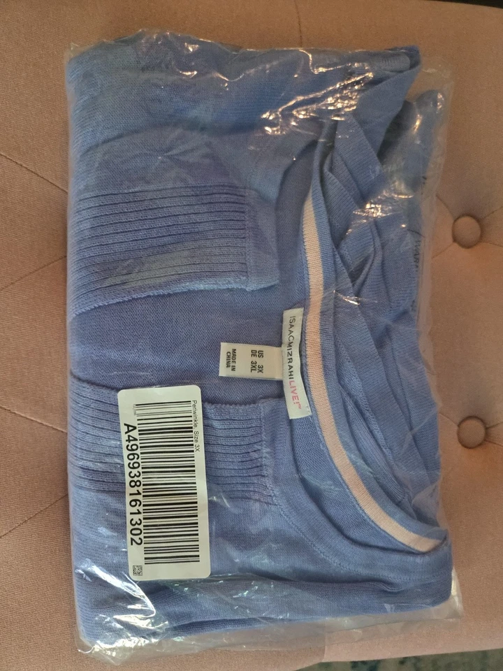 NUEVO ISAAC MIZRAHI LIVE 3X Suéter Túnica Top Azul Periwinkle Nuevo Foto 2 de 4