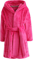 Girls Fleece Hooded Robes, Warm Printed Bath Robe for Kids Soft Fuzzy Bathrobe f