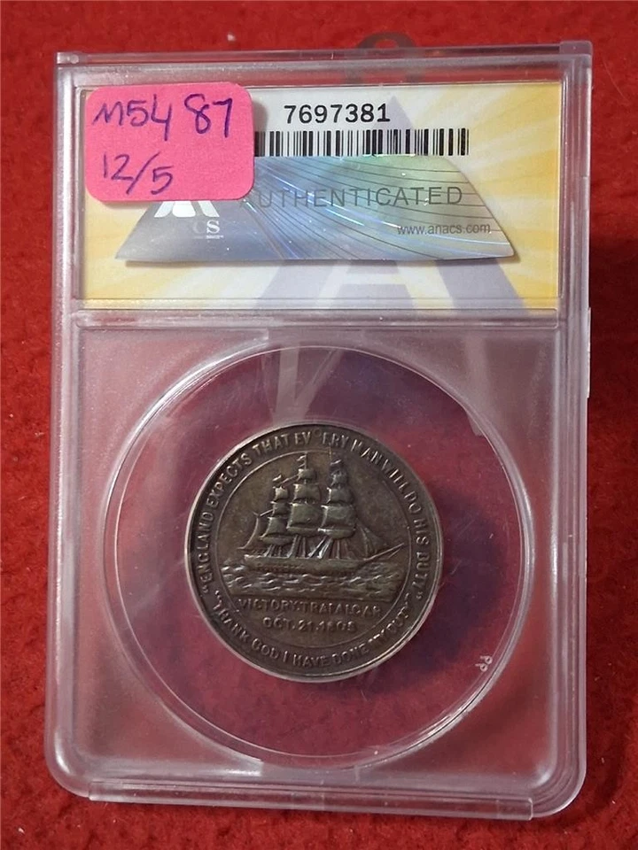 1905 GREAT BRITAIN CENTENARY DEATH OF LORD NELSON ANACS VF 30  MEDAL    #MF-5487 - Image 2 of 4