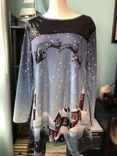 Snow Man Womens Christmas Holiday Top Medium to Large