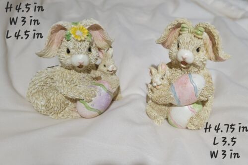 Lot Of 2 Bunny Rabbits w. Easter Egg Figurines Mom and Baby K's Collection  - Picture 1 of 1