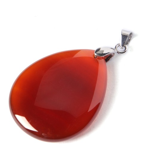 Huge Angel's Tear Style Genuine Red Fire Agate Gemstone Silver Necklace Pendants - Picture 5 of 5