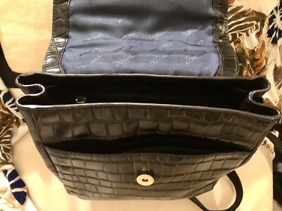 Ashwood Black Leather Backpack Bag Crocodile Mock Croc Small  display picture 3
