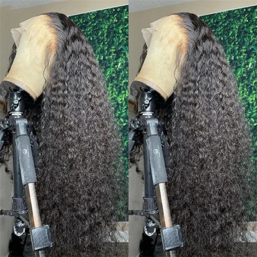 Lace Frontal Echthaar Perücke Wasserwelle lockig transparent lose tiefe Welle Wig - Bild 3 von 8