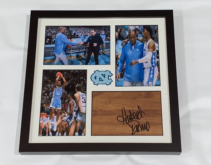 HUBERT DAVIS SIGNED FRAMED 12X12 FLOORBOARD COLLAGE NORTH CAROLINA JSA COA
