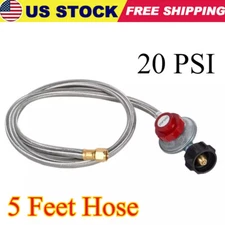 5 FT Adjustable Stainless Steel High Pressure LPG Propane Gas Hose Regulator