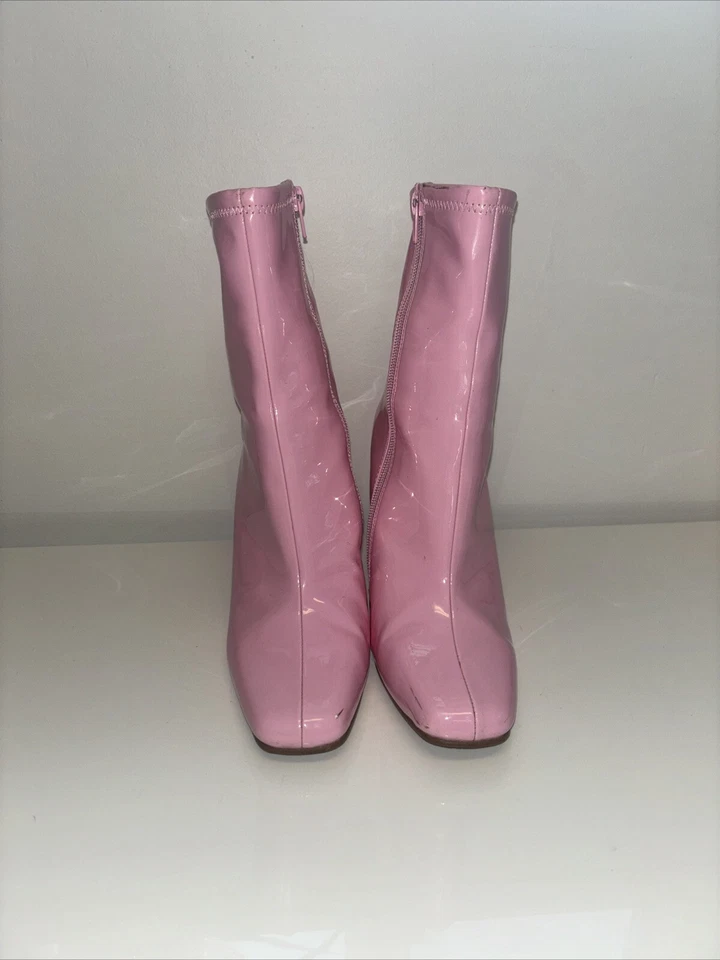 BOTINES STEVE MADDEN LYNDEN MUJER TACÓN BLOQUE CREMALLERA ROSA EE. UU. 7 Foto 4 de 4