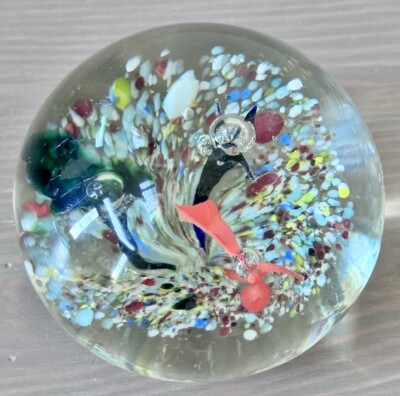 Vintage 1960s J Travis & A Macho Art Glass Paperweight Millville New Jersey 3 W