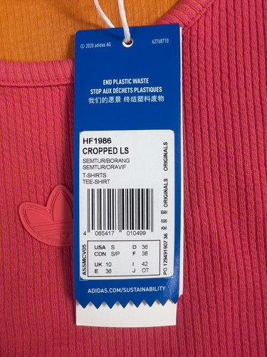 💥 adidas Originals ribbed cropped top - Orange - UK 10 - Free Shipping ✅ - Picture 5 of 16