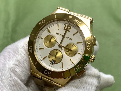 Michael Kors MK5933 Wyatt Chronograph Date White Dial Gold Women's Quartz Watch - Picture 5 of 14