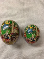 VTG German Easter Egg Lot of 2 Candy Containers Paper Mache Lithograph 