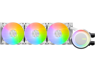 MSI MAG CoreLiquid E360 White - AIO ARGB CPU Liquid Cooler - Rotating Cap Design