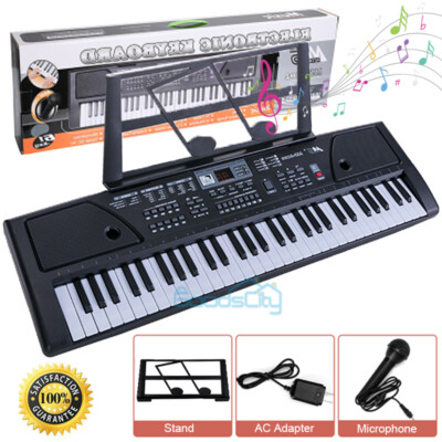 61-Key Electric Piano Digital Music Electronic Keyboard w/ Stand & Microphone