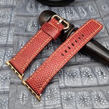 Lizard Leather Watch Band for Apple Watch size 42/44/45mm Exotic Leather