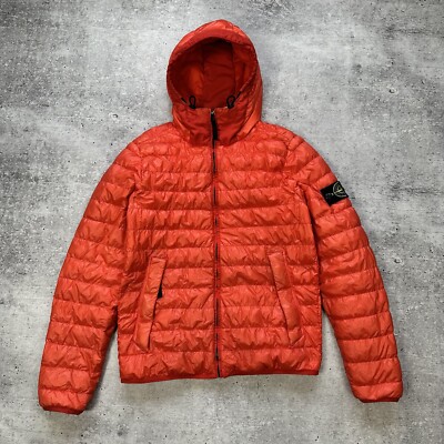 Stone Island 2016 Red Garment Dyed Puffer Jacket Men's Size M