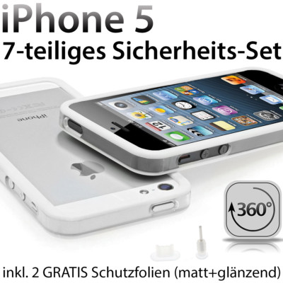 NEU ! Apple iPhone 5s TPU Bumper Case Silikon Schutz Folie Hülle Cover weiss