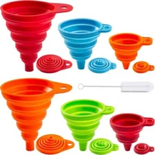KALAVE 6 Pack Kitchen Funnel Set - Food Grade Silicone Collapsible Funnel, 