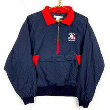 Vintage Izod Club U.s. Open Women's Jacket Large Blue Quarter Zip Windbreaker