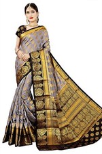 NEEAH Women's Banarasi Art Silk Saree With Unstitched Blouse Piece