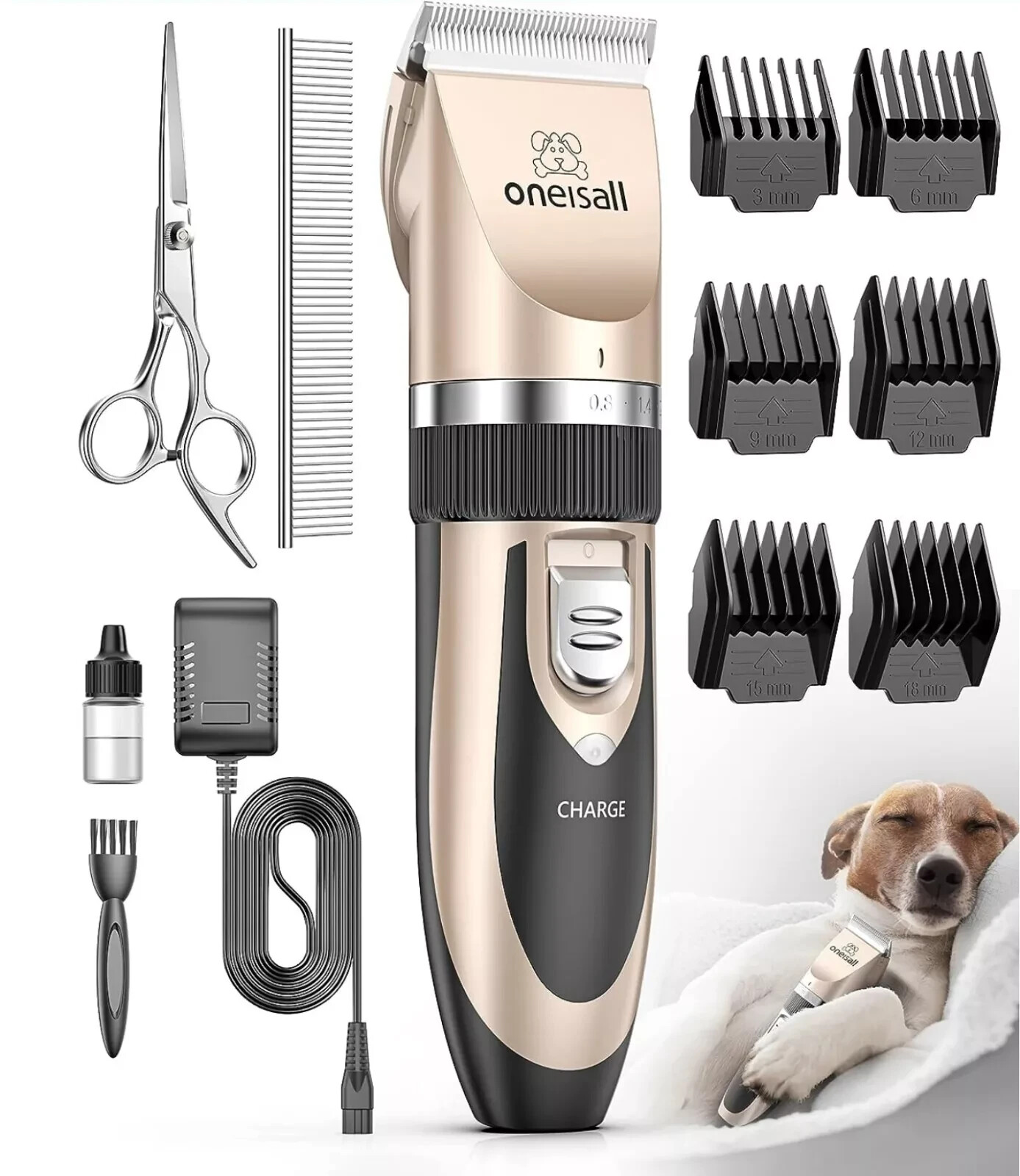 Oneisall Dog Shaver Clippers Low Noise Rechargeable Cordless Electric Quiet Hair