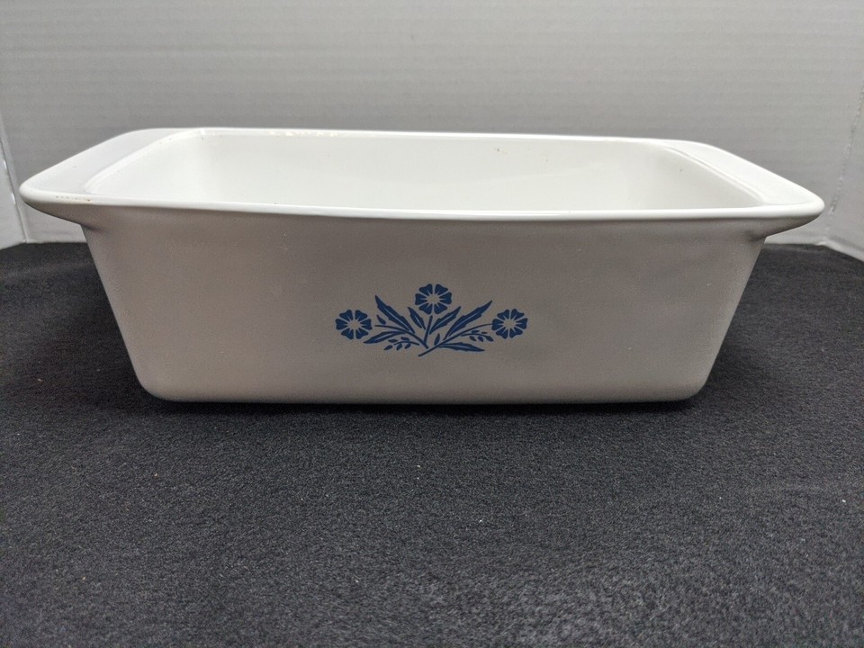 Corning Ware Blue Cornflower Bread Loaf Pan 2 Quart P315B USA Vintage