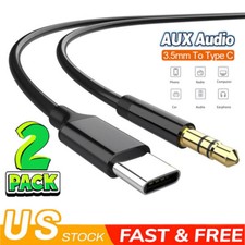 2pcs For iPhone 15/Pro/Max/Plus - USB-C to 3.5mm Aux Cable Audio Cord Car Stereo