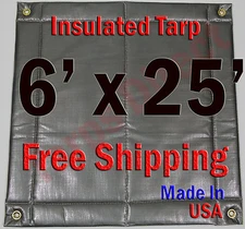 6' x 25' Insulated Poly Tarp 1/4" Foam Core Concrete Padding Wall Cushion Kiln