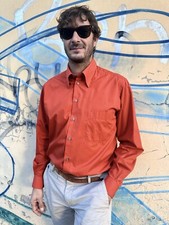 Rare Versace Classic V2 Vintage Men's Cotton Shirt Size 42 Bold 90s Orange Rust