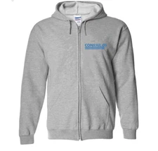 Conrail Defunct Railway Train Retro Logo Gray Full Zip Hoodie Hooded Sweatshirt
