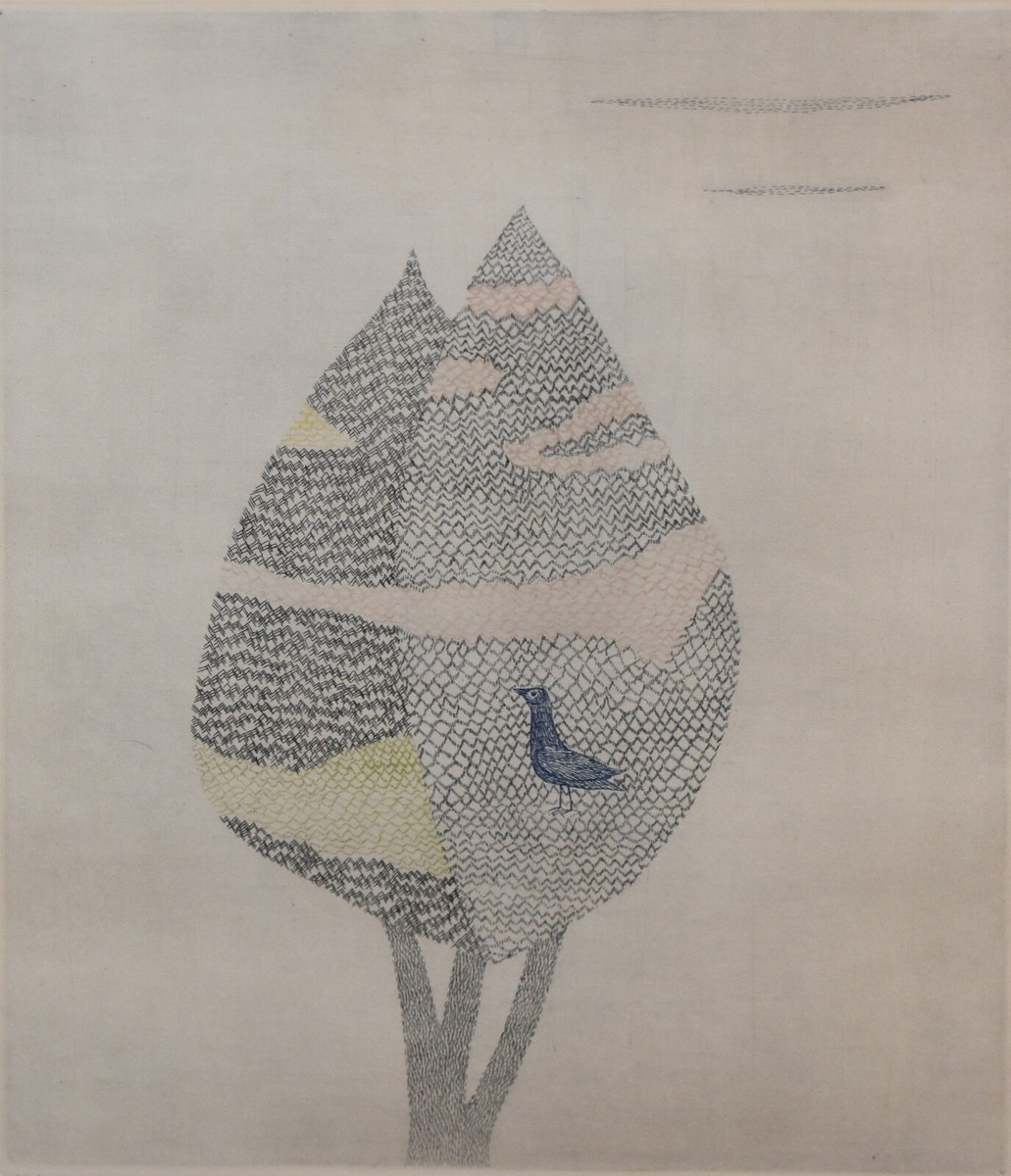 KEIKO MINAMI-Japanese Modernist-Hand Signed LIM.ED Color Etching