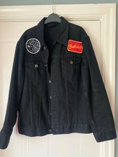 Bdg Black Patched Denim Trucker Jacket Size S Unisex Urban Outfitters