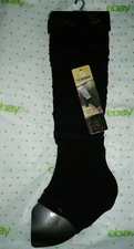Women's Fall Winter Leg Warmers Over The Knee One Size Solid Black W Stripes New