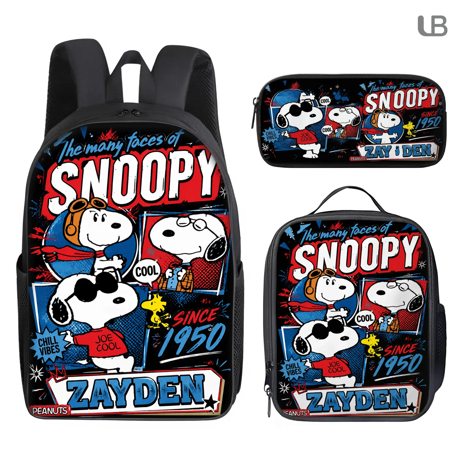Personalized Happy Dog School Backpack Set Kids Birthday Gift