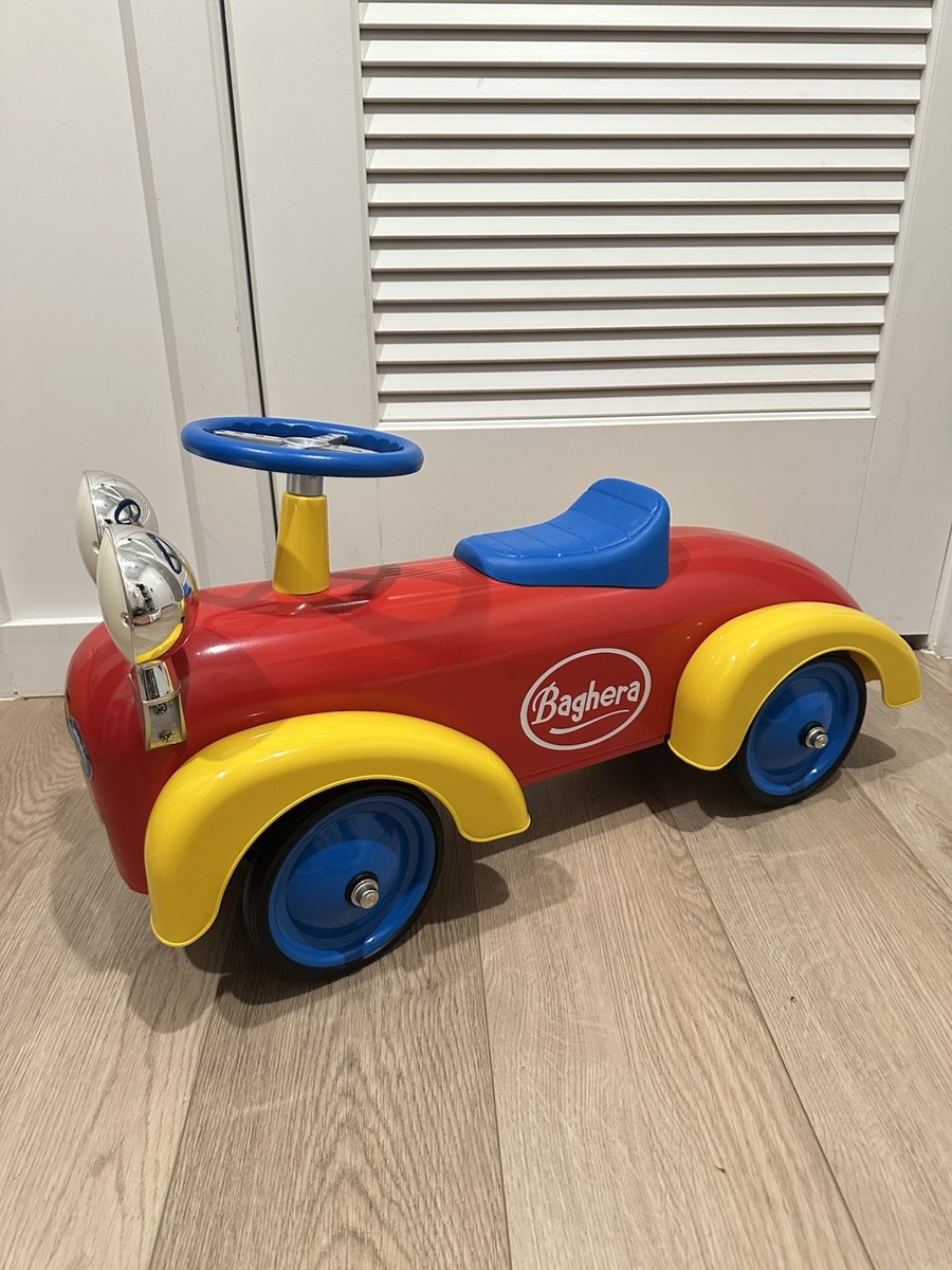Baghera Vintage Ride On Car Red Yellow Kids Push Toy French Design