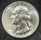 Uncirculated 1945-P Washington Quarter 25C Silver