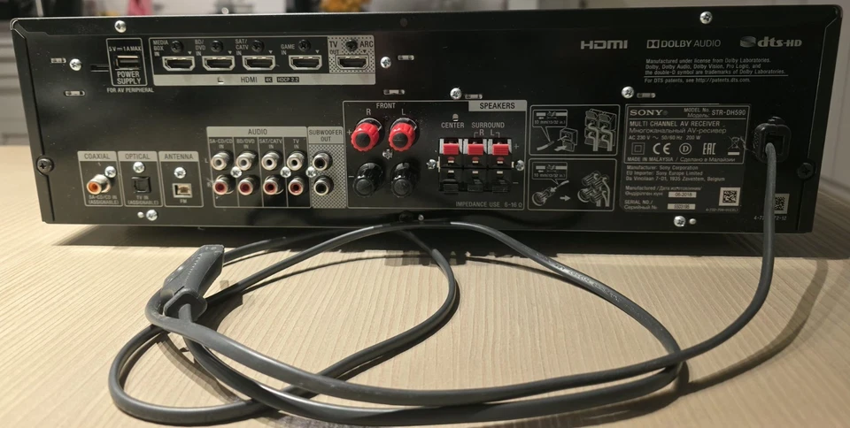 SONY DH-590 5.1 Dolby DTS Surround AV-Receiver Bluetooth HDMI FM Optical - Bild 2 von 3